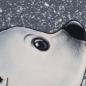 Preview: Samt Chenille Kissenpanel mit Eisbären im Schneetreiben in Grau